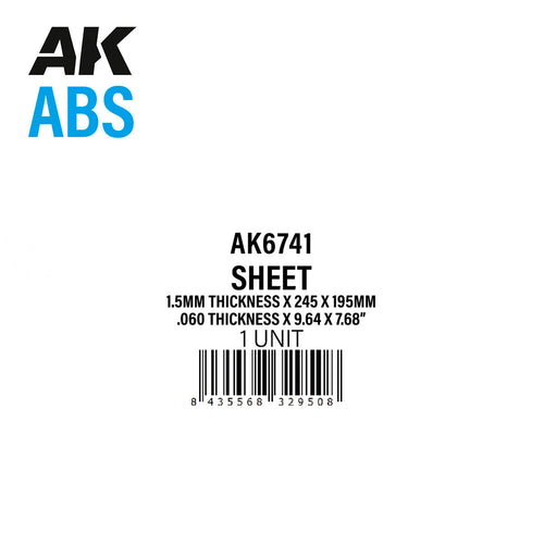 AK Interactive - 1.5mm Thickness x 245 x 195mm - ABS Sheet
