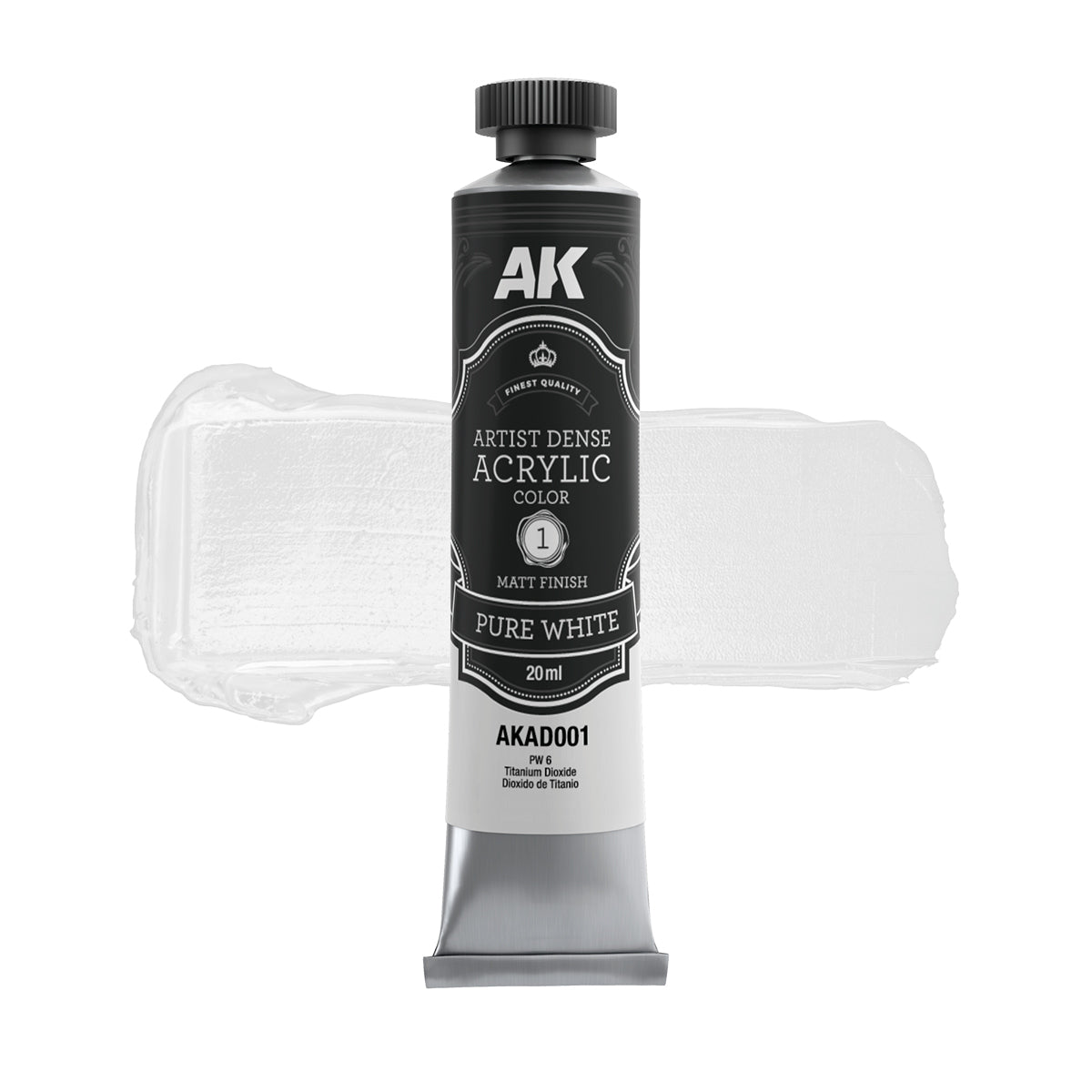 AK Interactive Dense Acrylic Black & White Set (6 tubes 20ml)