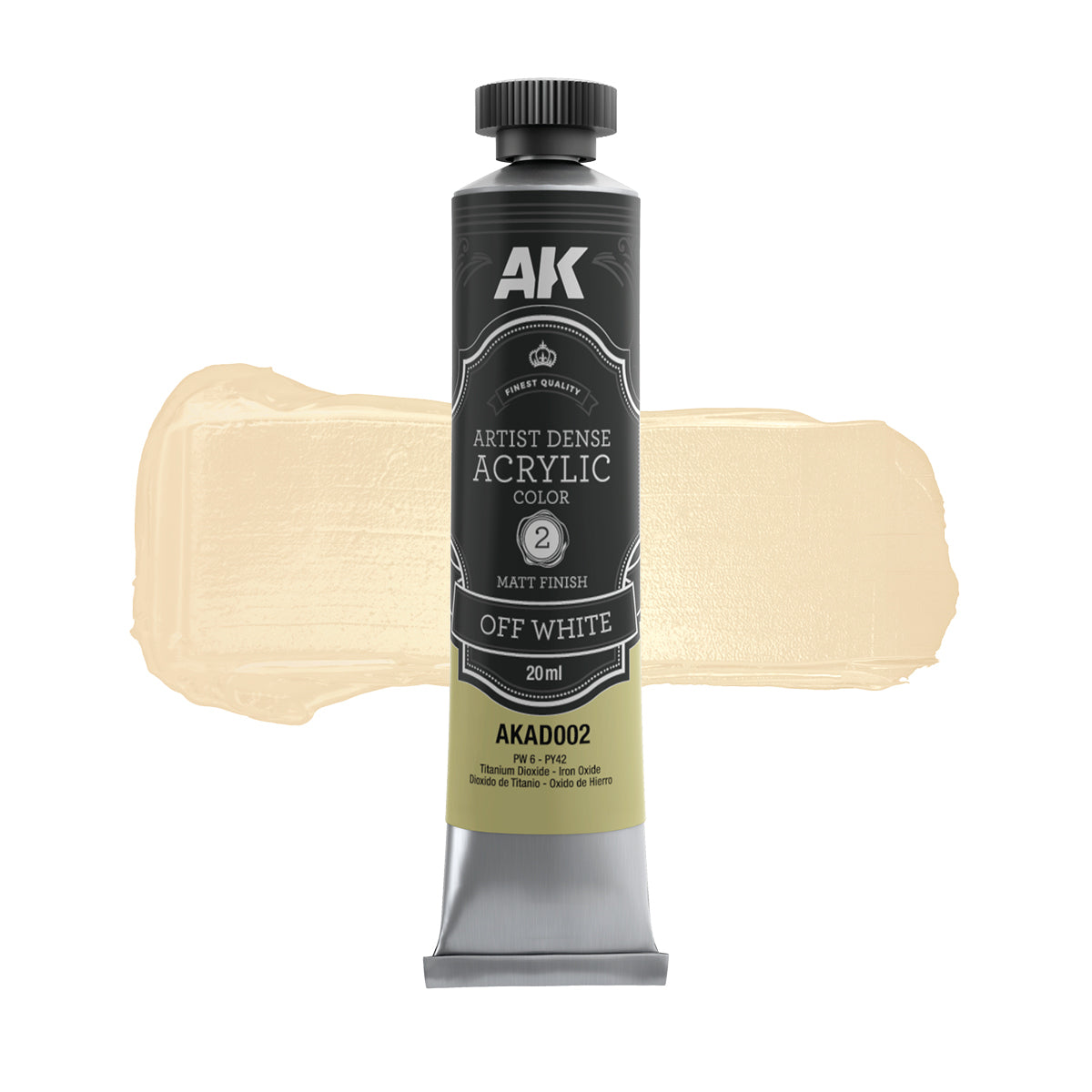 AK Interactive Dense Acrylic Black & White Set (6 tubes 20ml)