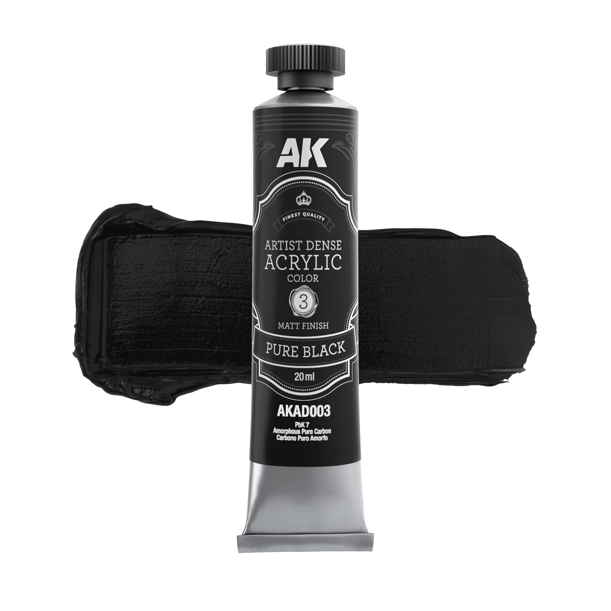 AK Interactive Dense Acrylic Black & White Set (6 tubes 20ml)
