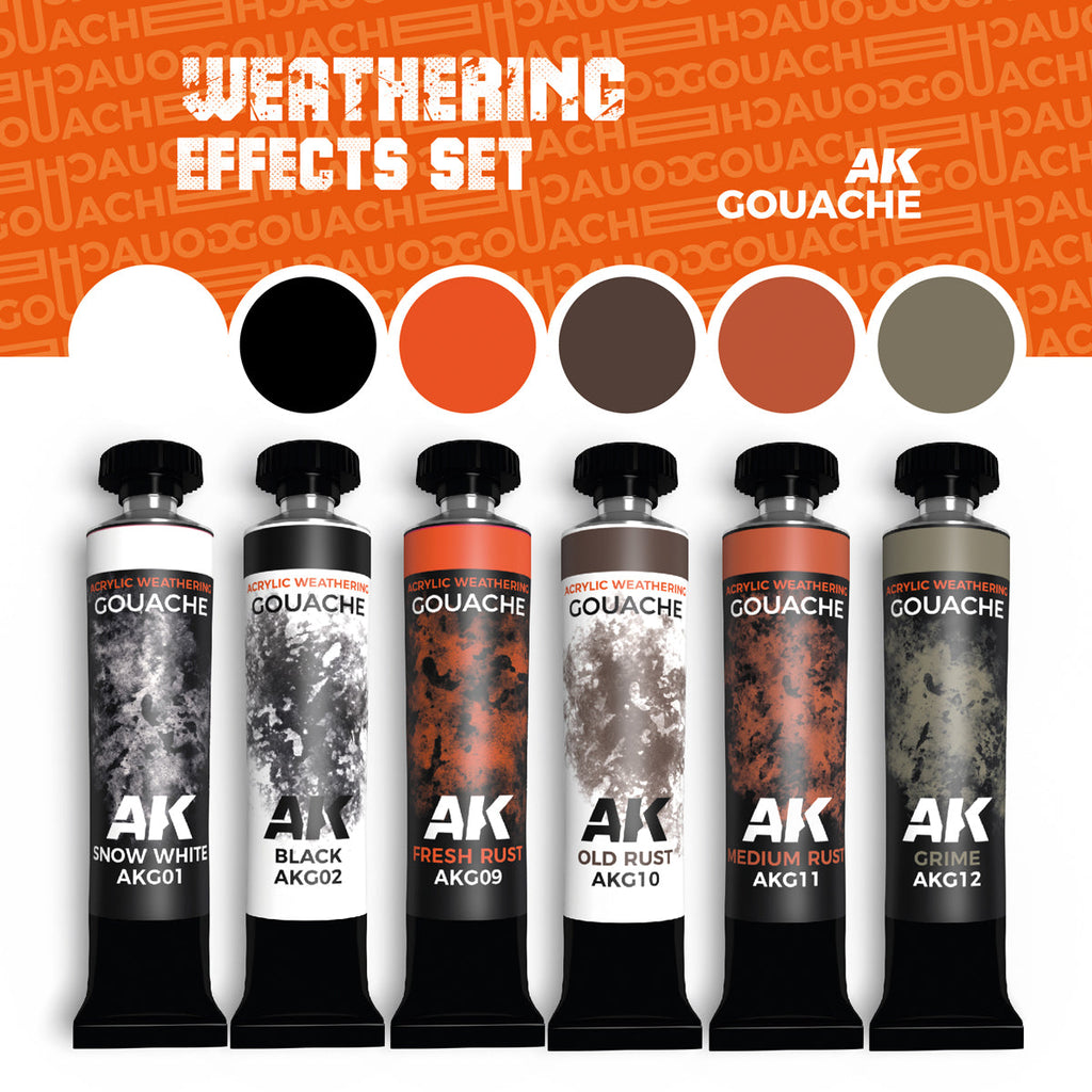 AK Interactive Gouaches Weathering Effects Set (AKG25)