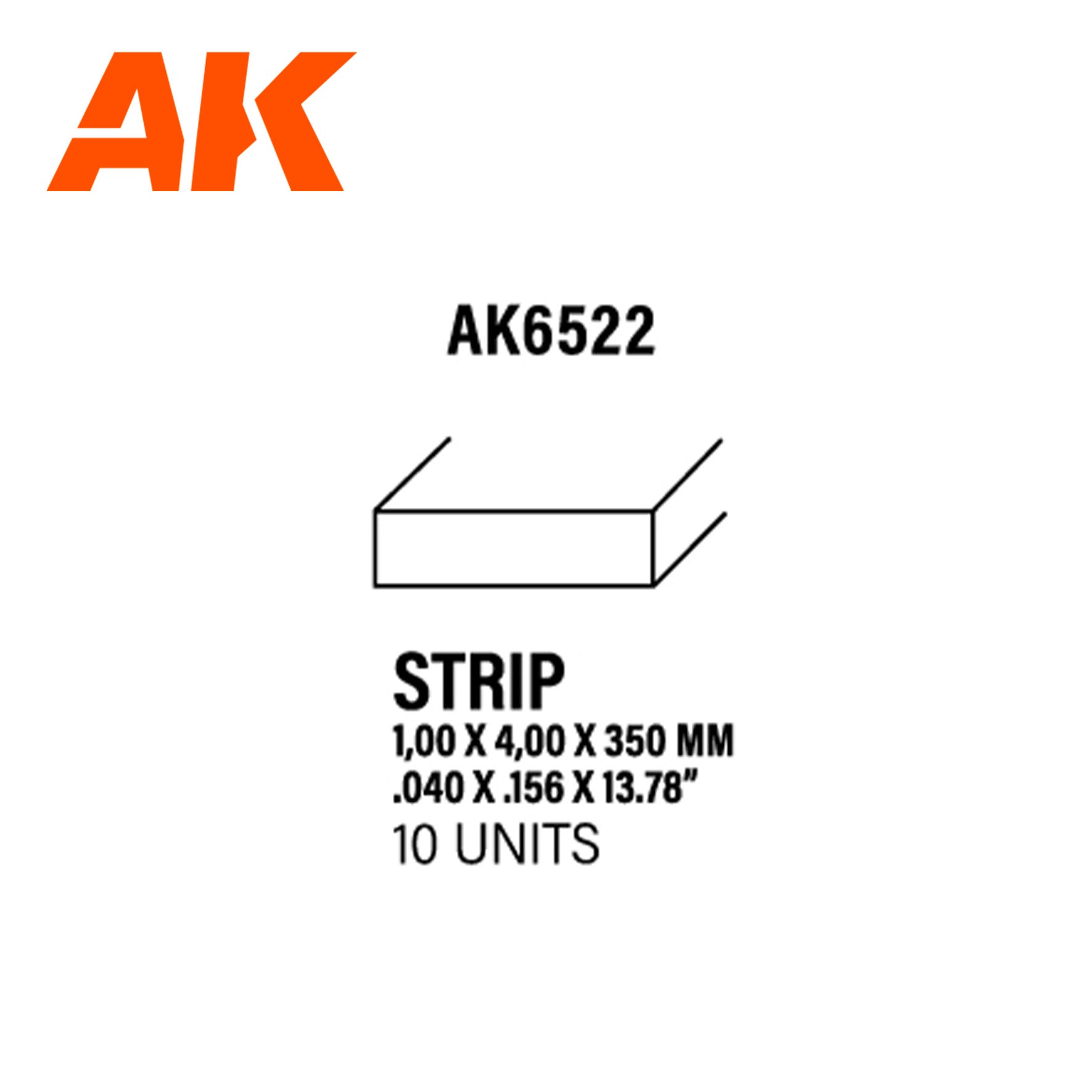 AK Interactive - Strips 1.00 x 4.00 x 350mm - Styrene Strip