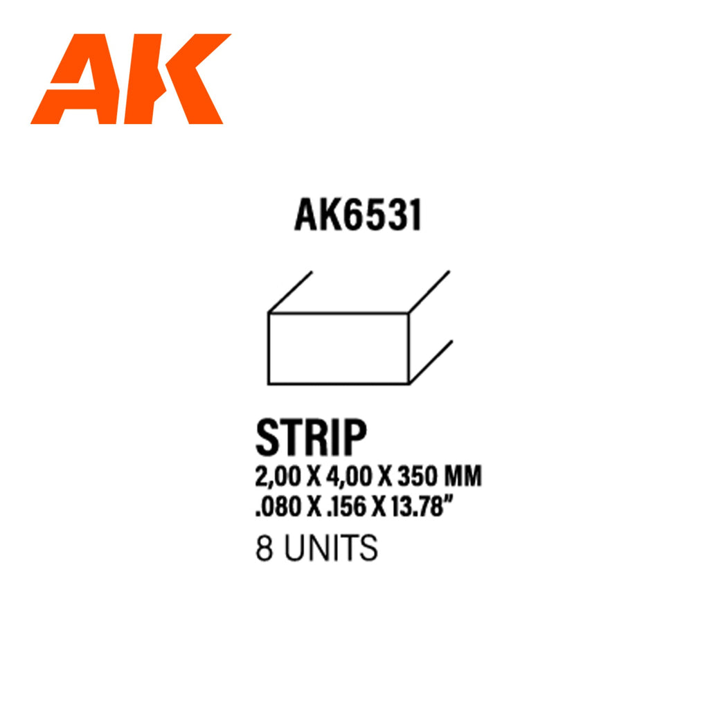 AK Interactive - Strips 2.00 x 4.00 x 350mm - Styrene Strip