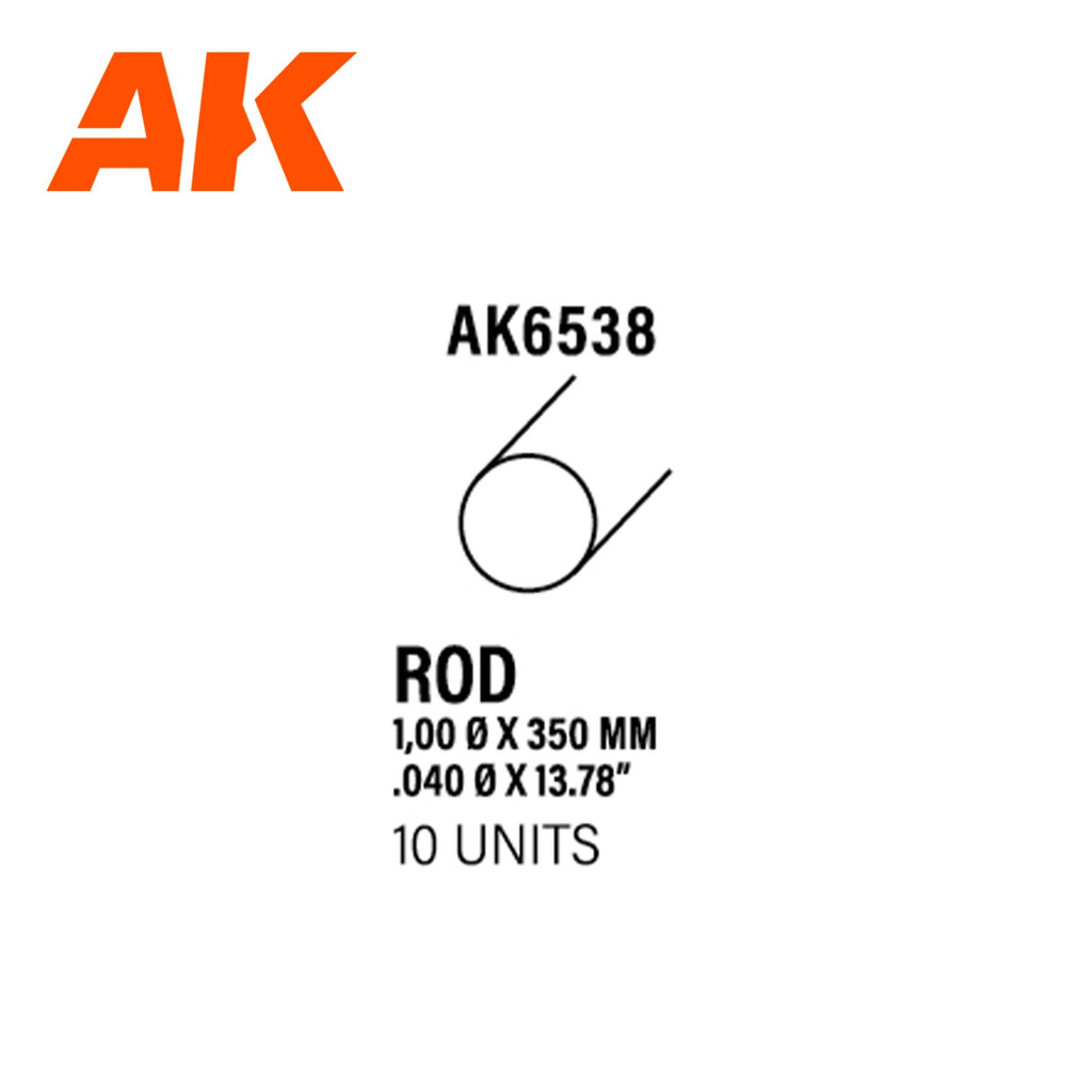 AK Interactive - Rod 1.00 Diameter x 350mm - Styrene Strip