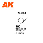 AK Interactive - Rod 1.00 Diameter x 350mm - Styrene Strip