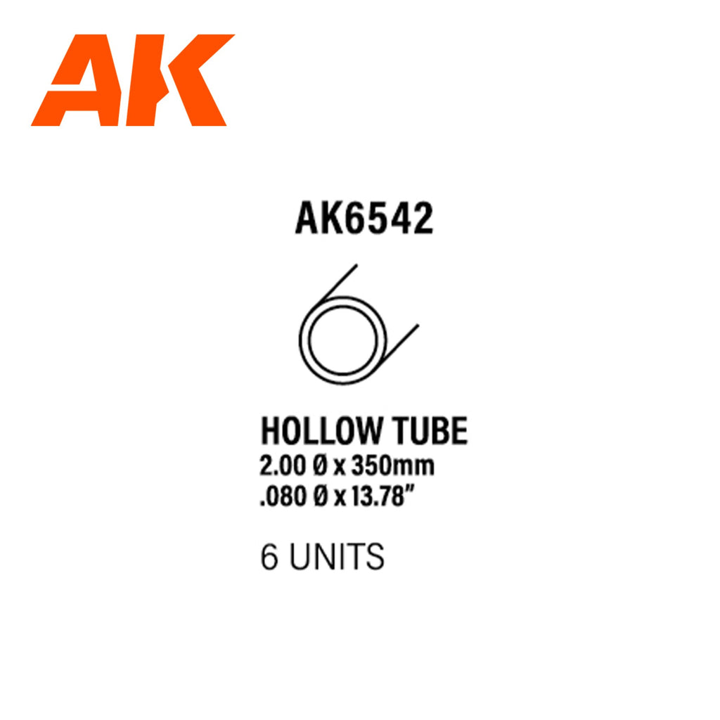 AK Interactive - Hollow Tube 2mm Diameter x 350mm -Styrene Strip