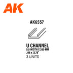 AK Interactive - U Channel 5mm Width x 350mm - Styrene Strip