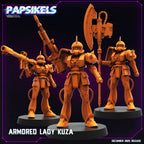 Cyberpunk Anime Armored Lady Kuza Miniatures Set Resin Sci Fi Tabletop RPG Models