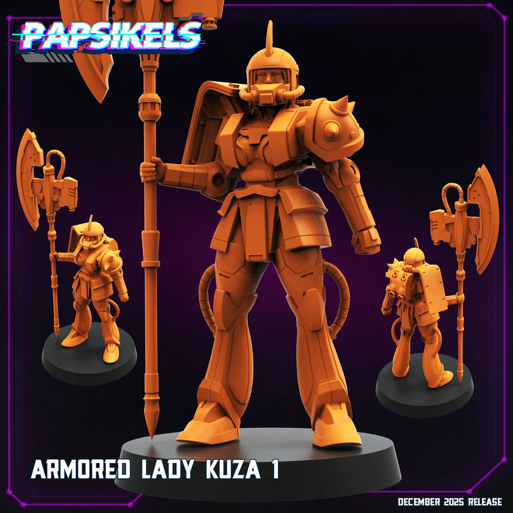 Cyberpunk Anime Armored Lady Kuza Miniatures Set Resin Sci Fi Tabletop RPG Models