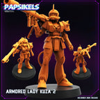 Cyberpunk Anime Armored Lady Kuza Miniatures Set Resin Sci Fi Tabletop RPG Models