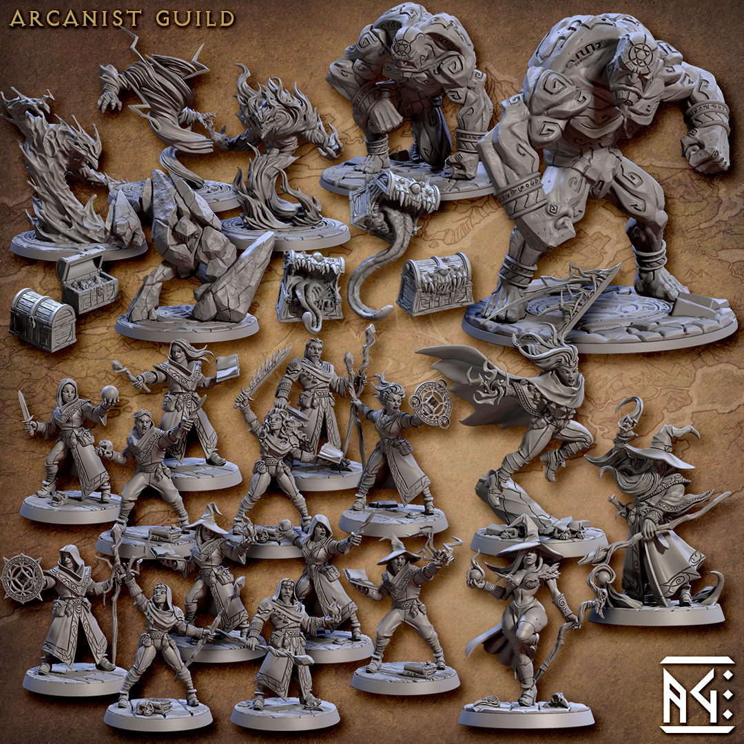Arcanist Guild Miniatures (Full Set) | Fantasy D&D Miniature | Artisan Guild