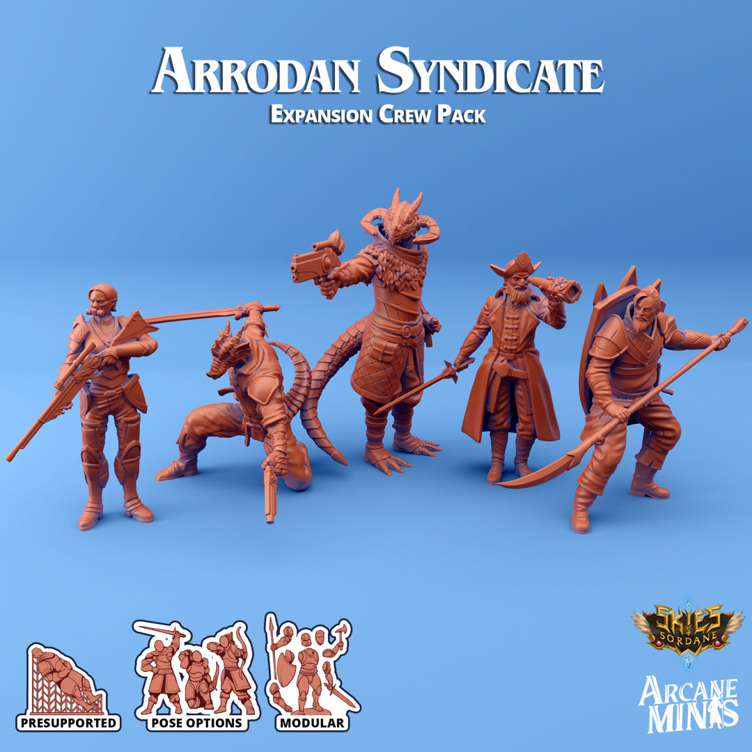 Arrodan Syndicate Crew (Expansion) | Skies of Sordane | Fantasy Miniature | Arcane Minis