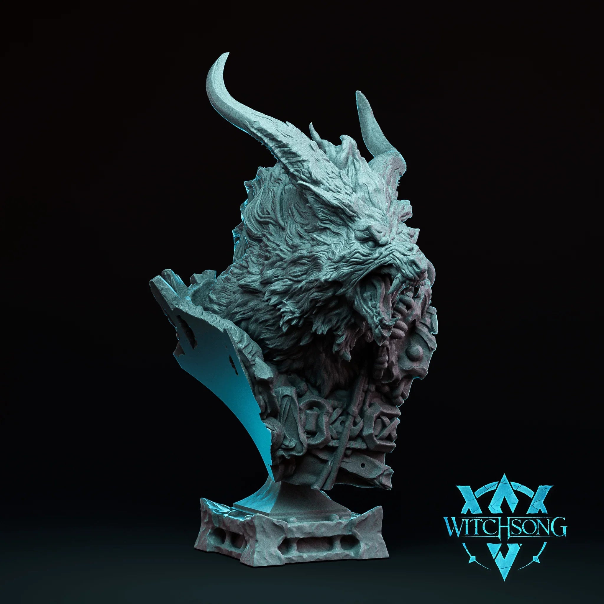 Ascendant Greatwolf Bust – 12K Resin D&D Display Piece (With Base)