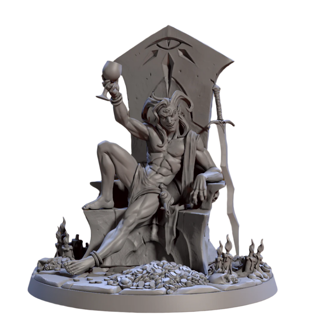 Baal on Throne Pin-Up | City of Intrigues | Fantasy D&D Miniature | Artisan Guild