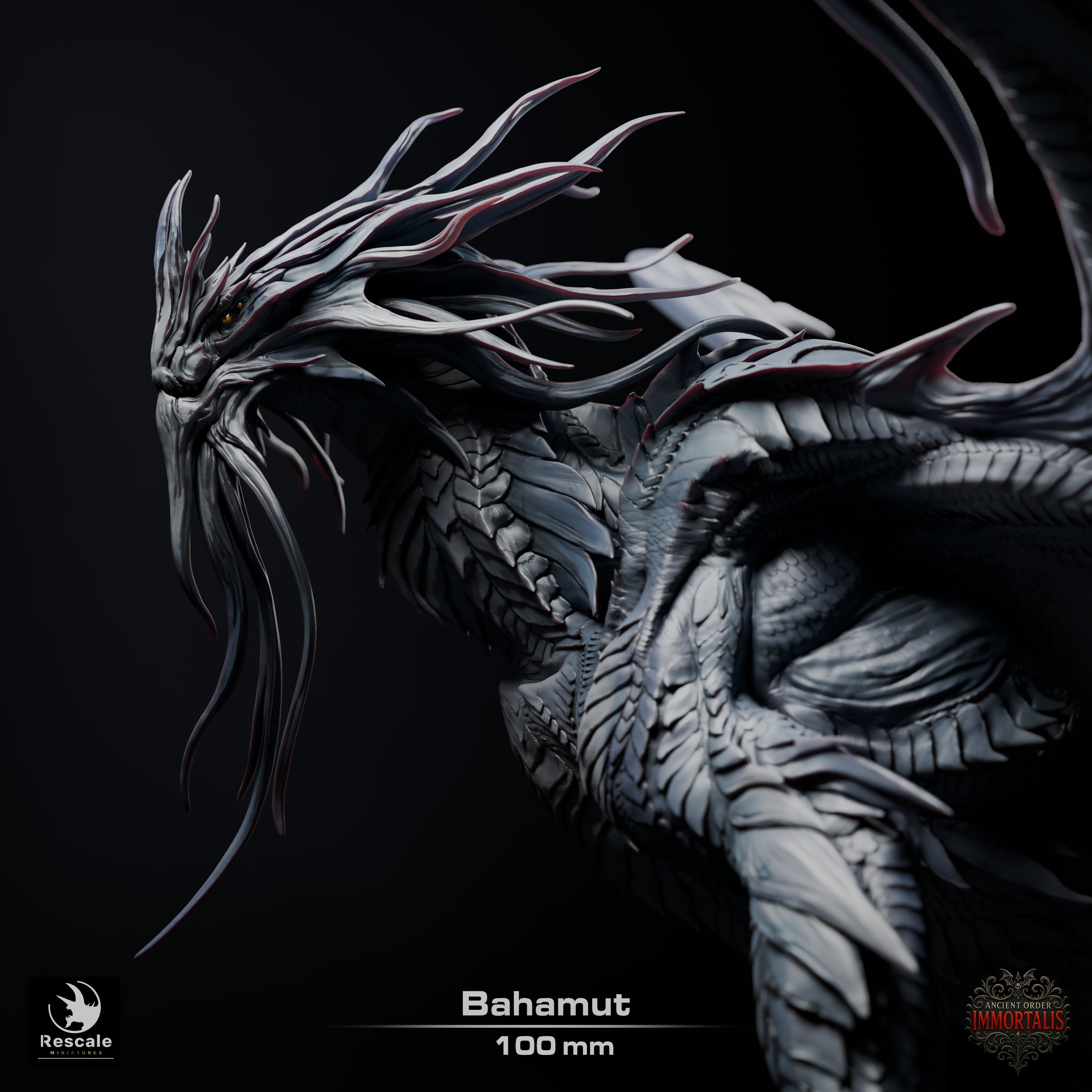 Dragon Bahamut | Platinum Dragon 12K Resin Statue for D&D