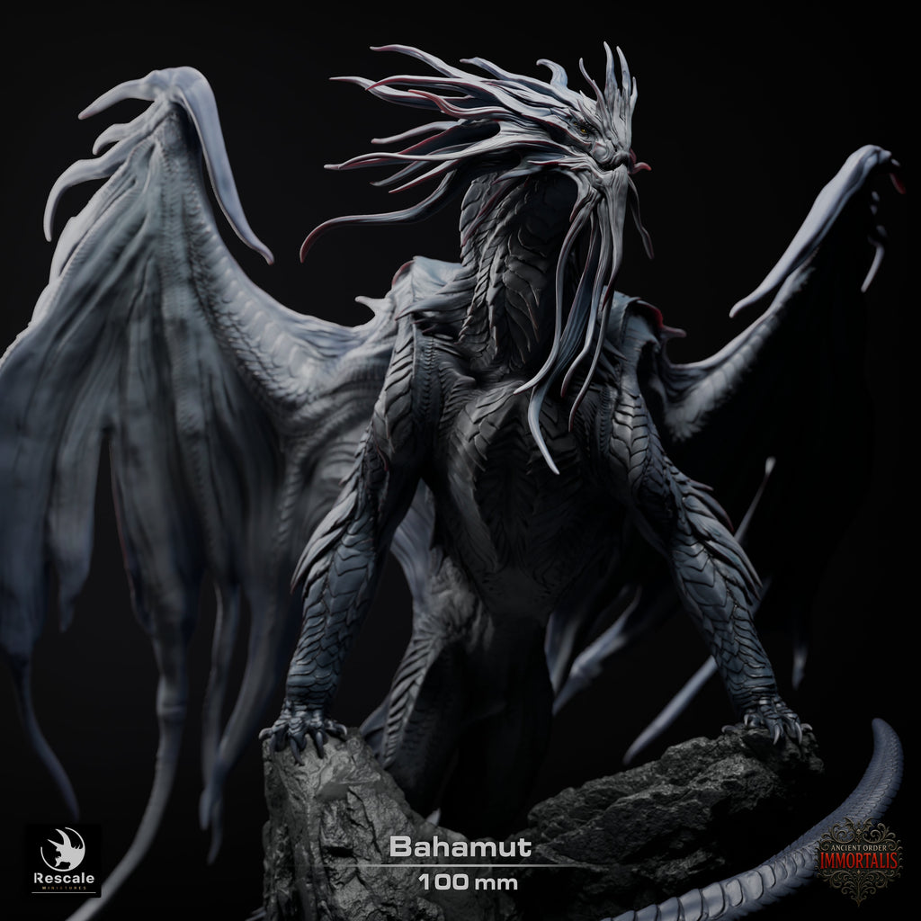 Dragon Bahamut | Platinum Dragon 12K Resin Statue for D&D