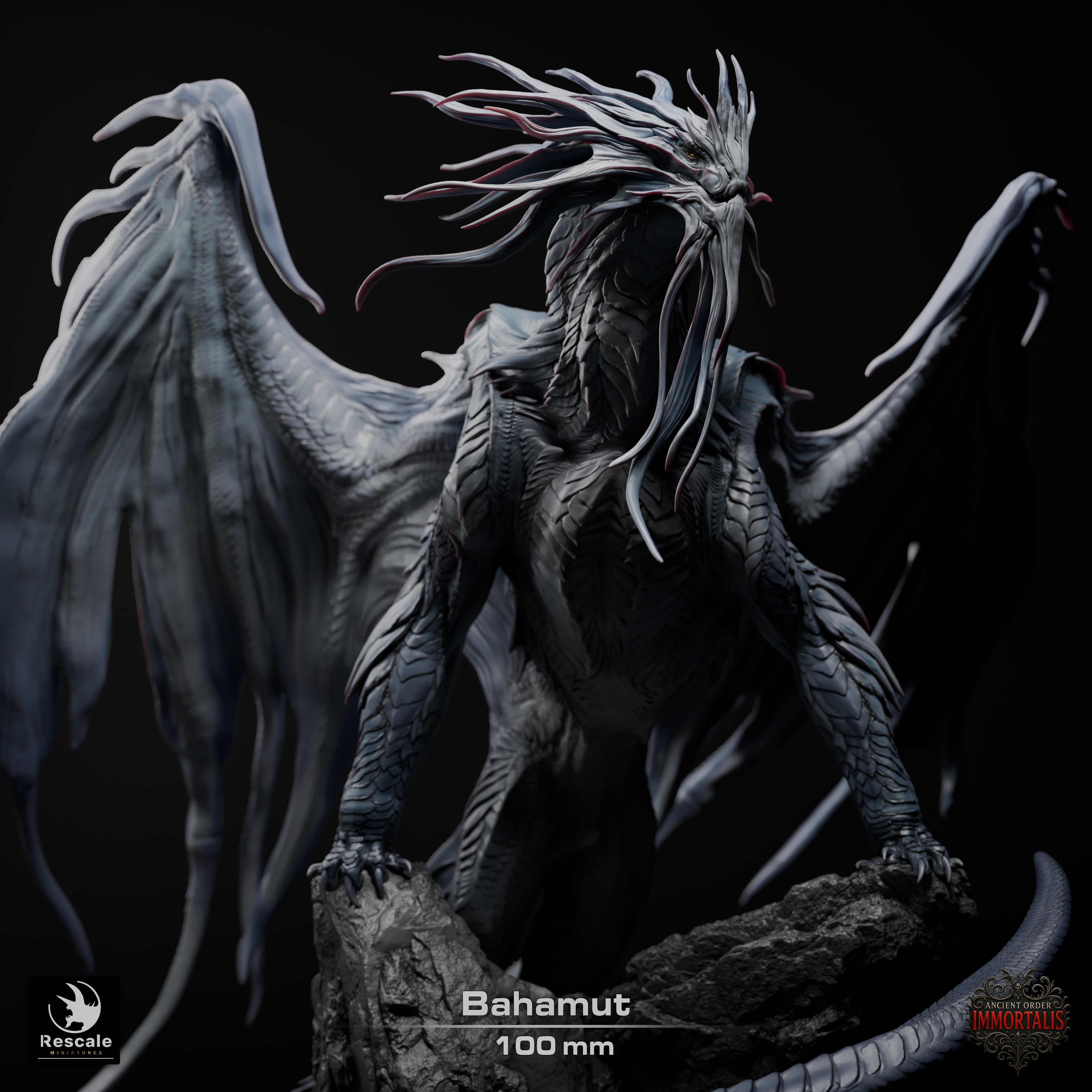 Dragon Bahamut | Platinum Dragon 12K Resin Statue for D&D