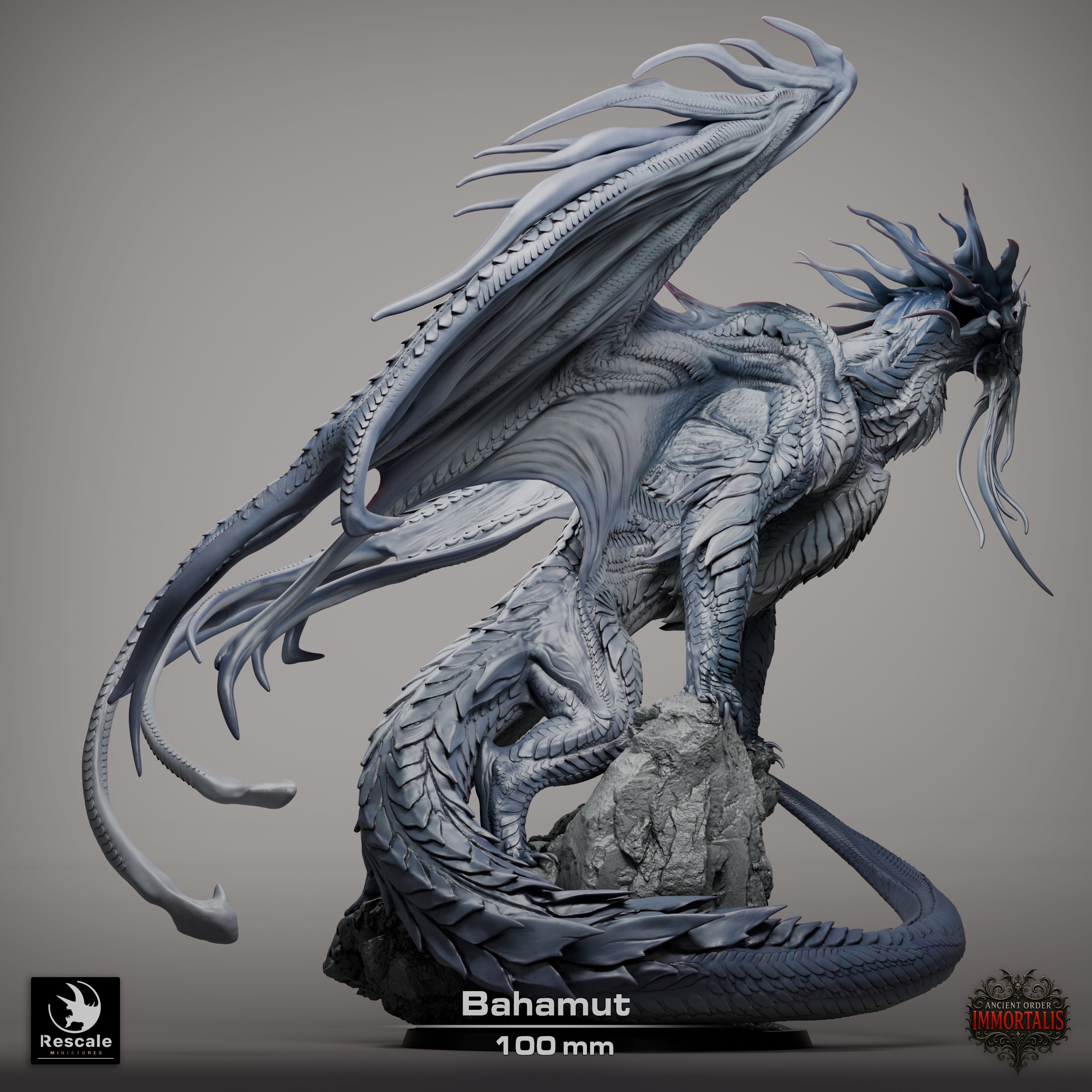 Dragon Bahamut | Platinum Dragon 12K Resin Statue for D&D