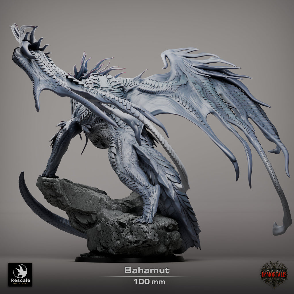 Dragon Bahamut | Platinum Dragon 12K Resin Statue for D&D