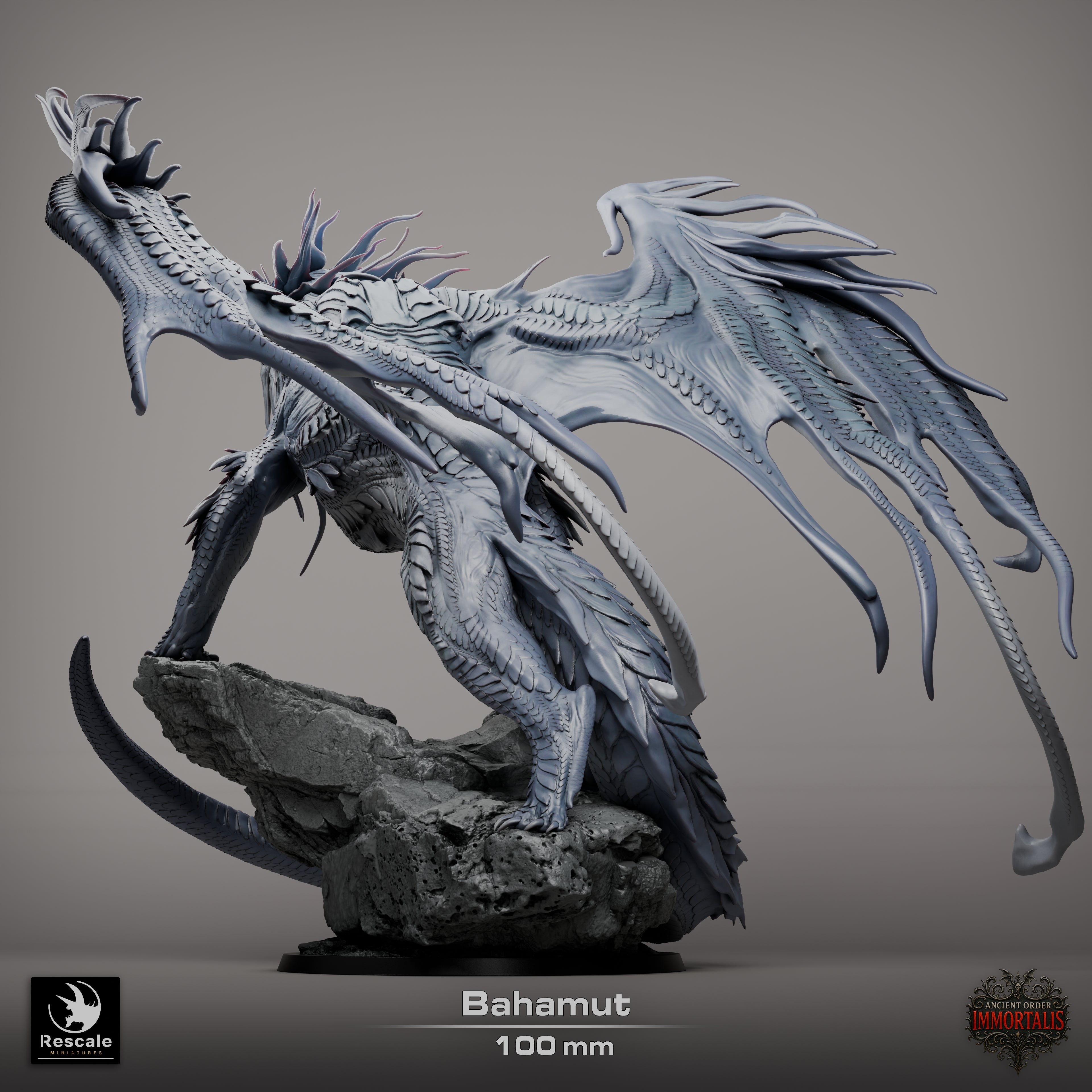 Dragon Bahamut | Platinum Dragon 12K Resin Statue for D&D