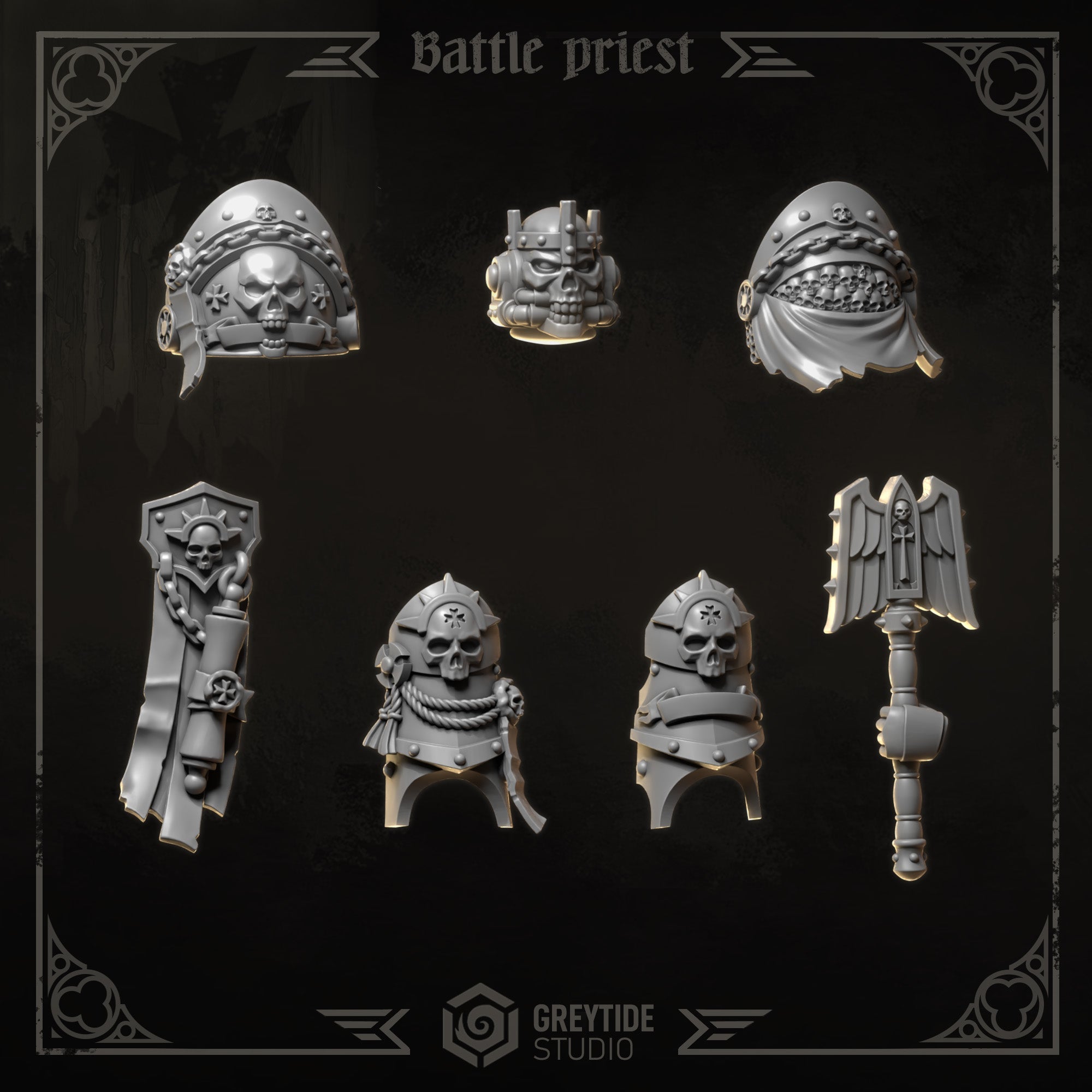 Battle Priest Upgrade Kit | Eternal Crusaders | Conversion Bits For 28mm 32mm Sci-fi Space Knights