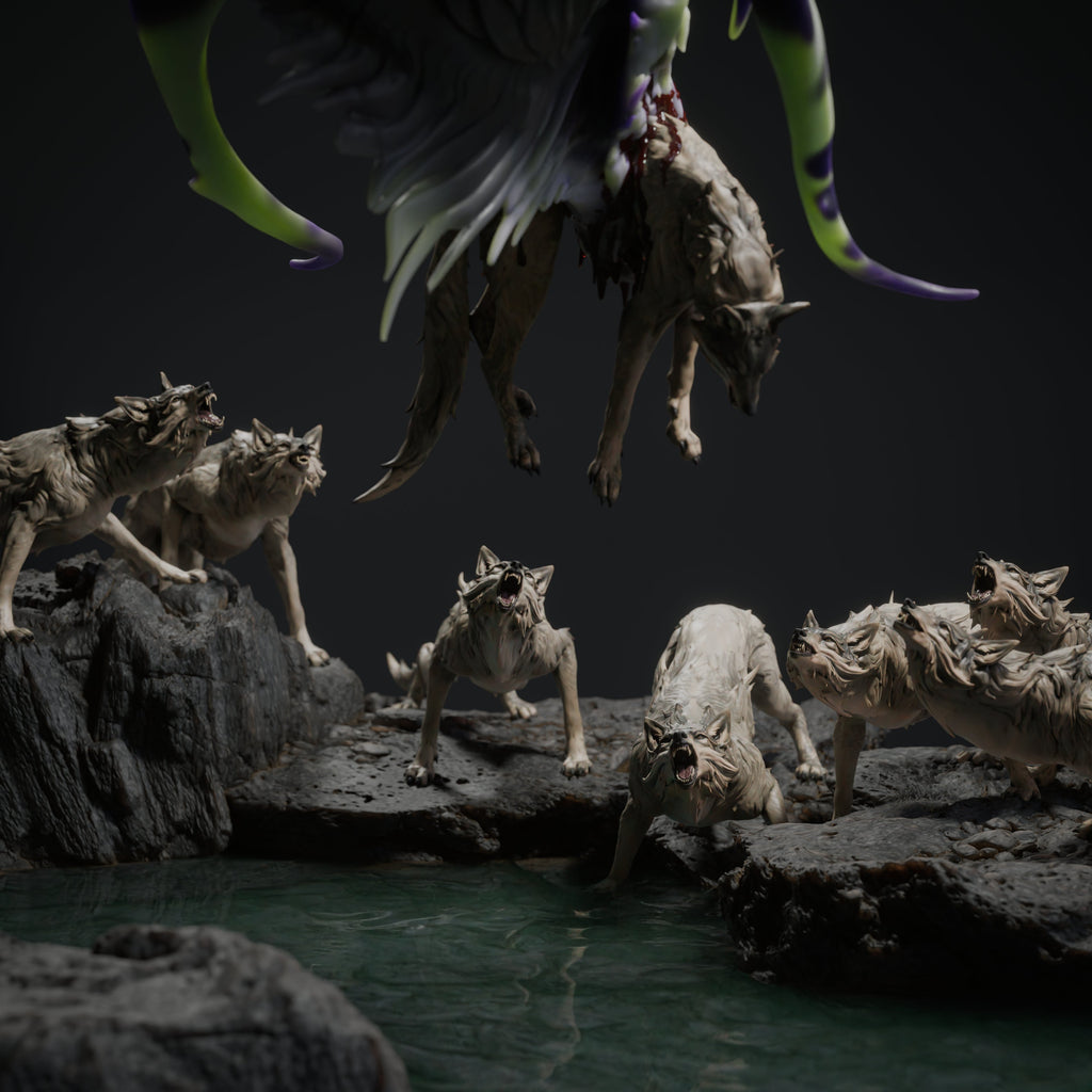🖤 The Black Dragon's Hunt | 12K Resin Epic Diorama with 2 Head Variants 🐲