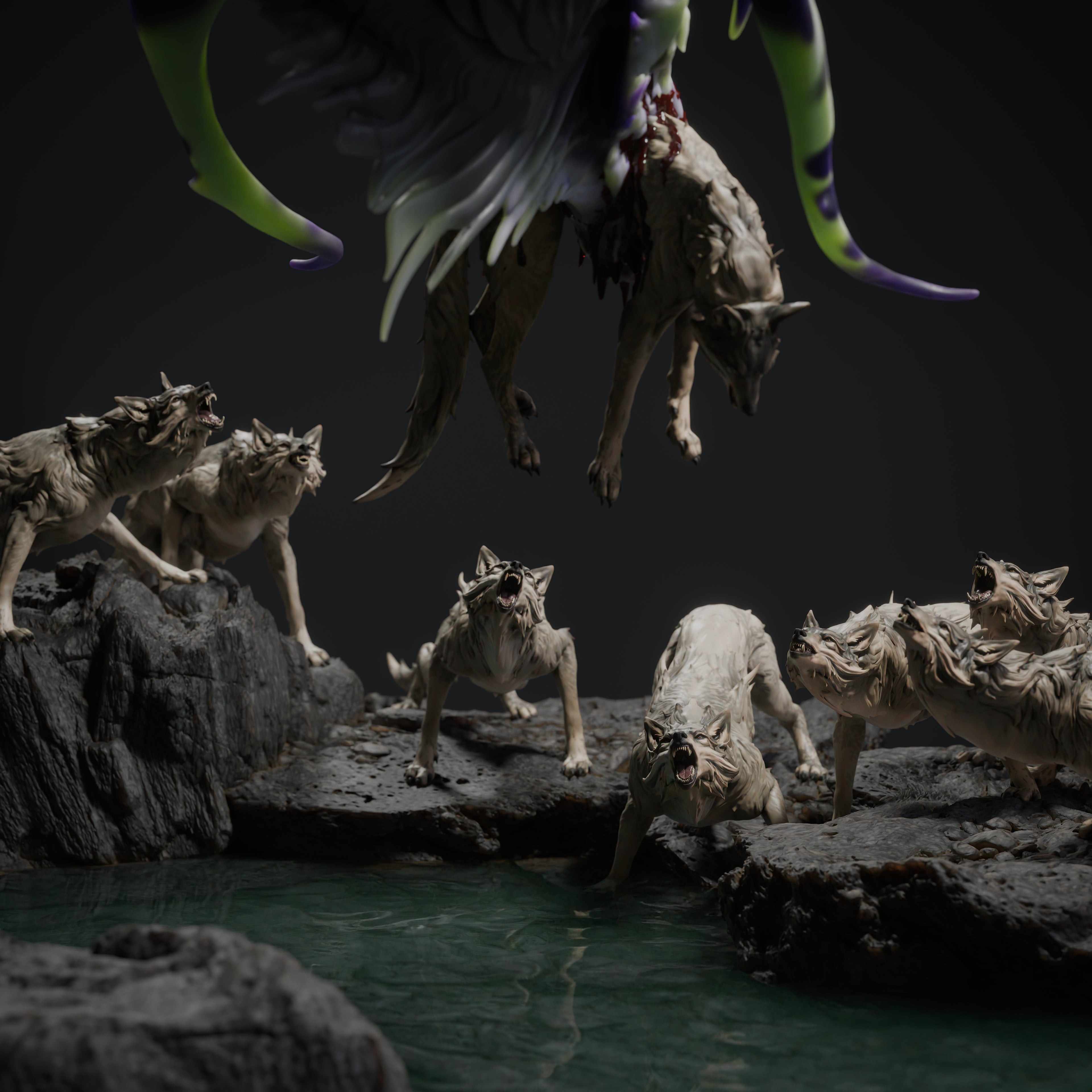 🖤 The Black Dragon's Hunt | 12K Resin Epic Diorama with 2 Head Variants 🐲