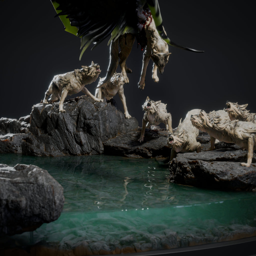 🖤 The Black Dragon's Hunt | 12K Resin Epic Diorama with 2 Head Variants 🐲