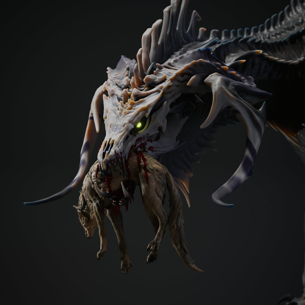 🖤 The Black Dragon's Hunt | 12K Resin Epic Diorama with 2 Head Variants 🐲