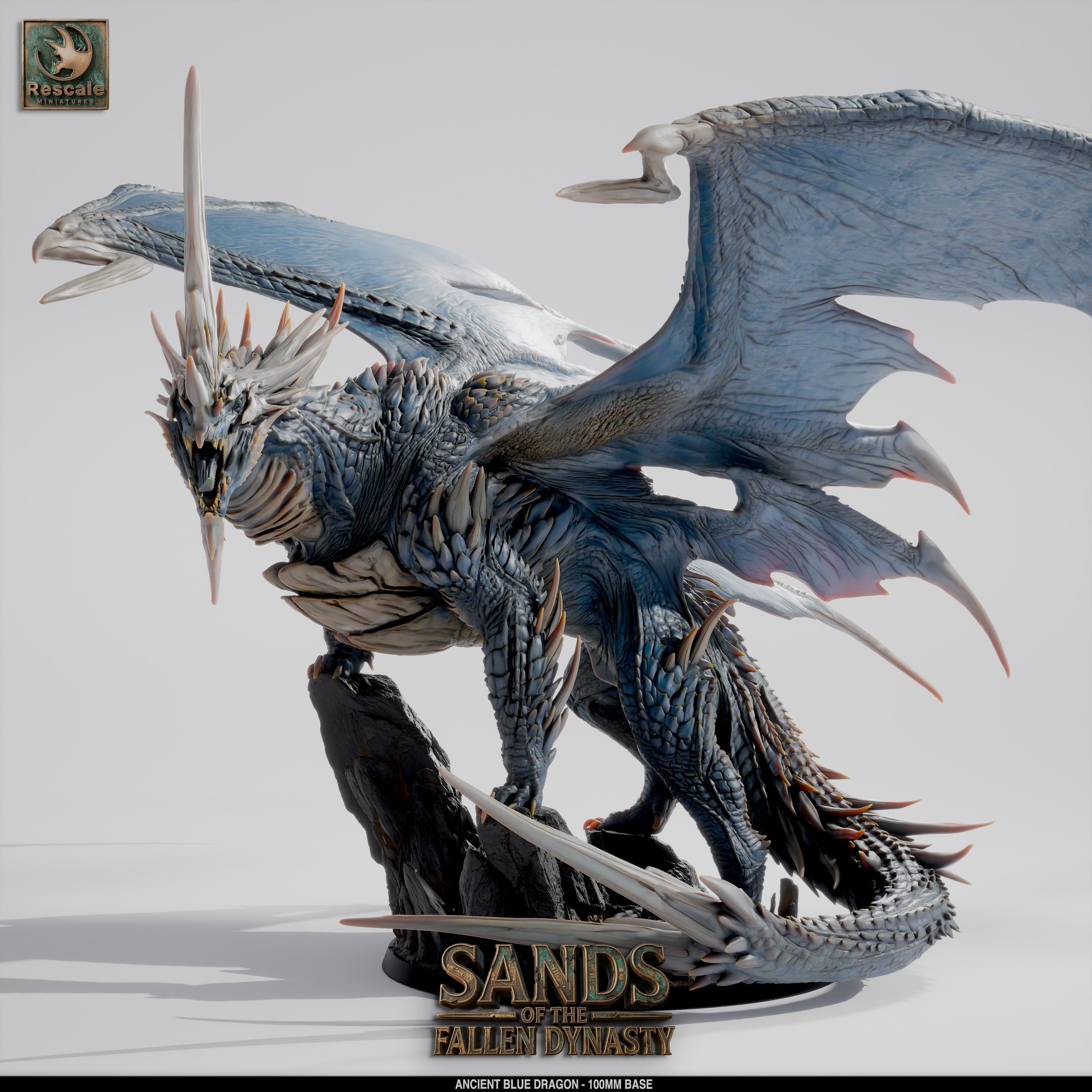 ⚡ Blue Dragon Elder | 12K Resin 100mm Desert Tyrant for D&D & Wargames 🐲