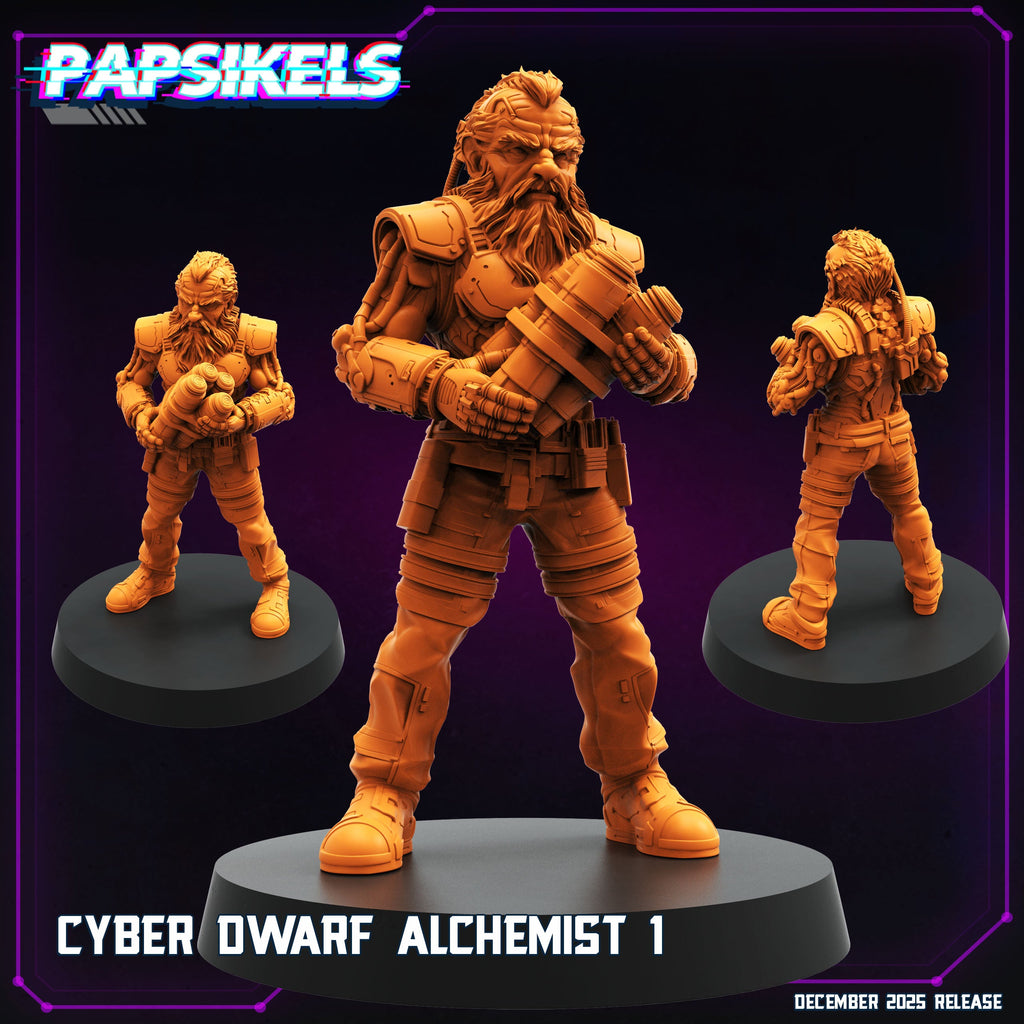 Cyber Dwarf Alchemist Cyberpunk Papsikels Resin Miniature Space Dwarf Engineer Sci Fi RPG Tabletop Wargaming Model Set of 3