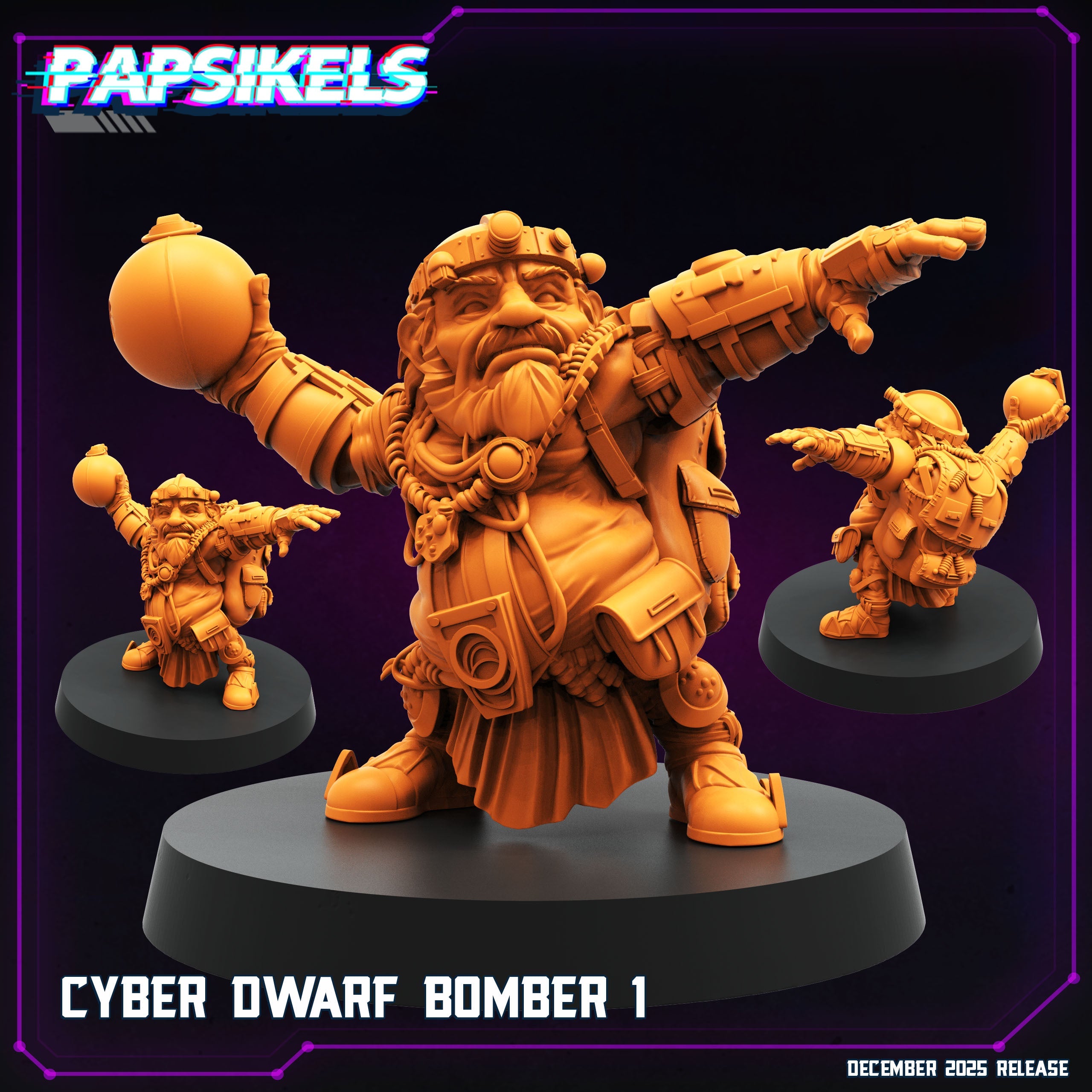 Cyberpunk Dwarf Bombers Papsikels Resin Miniatures