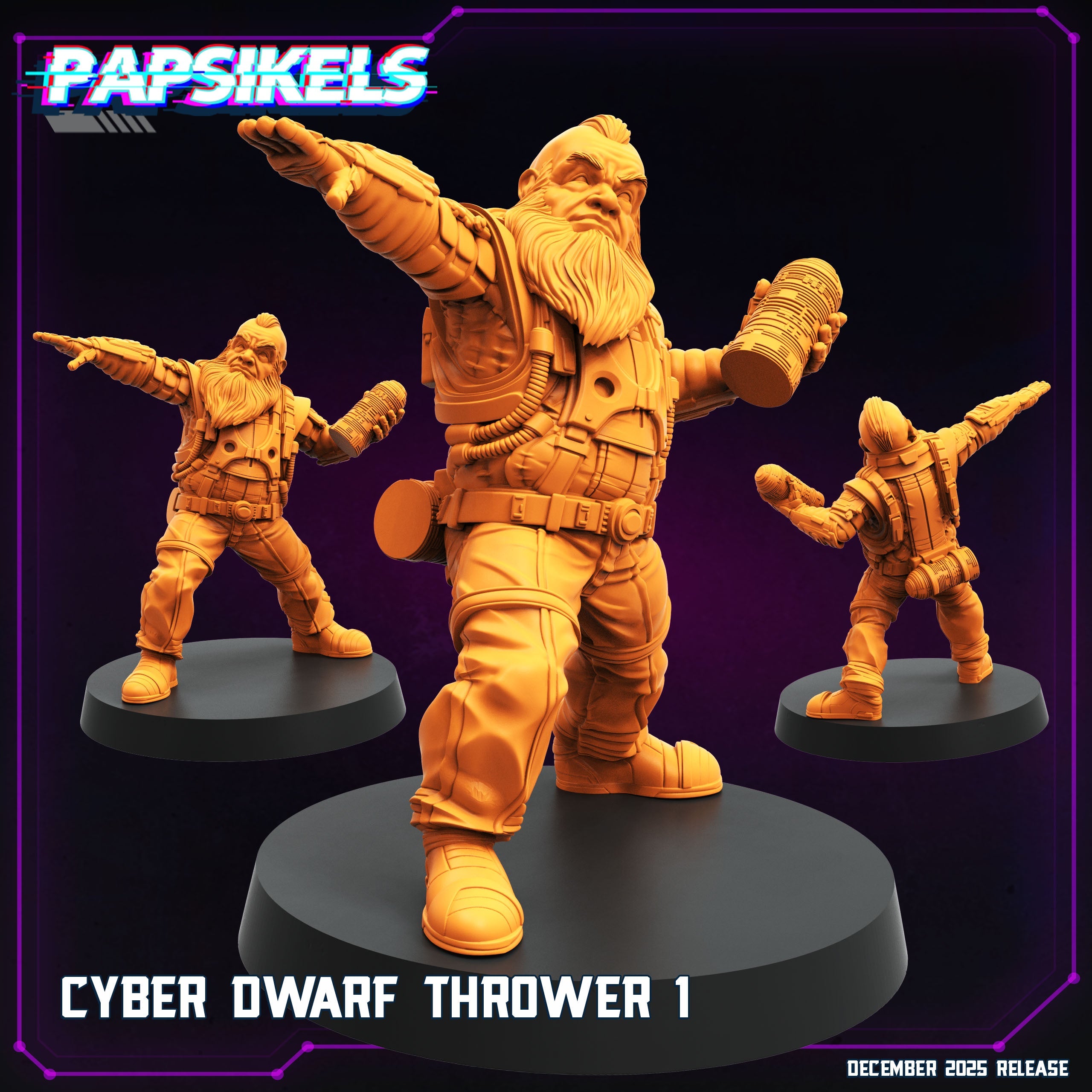 Cyberpunk Dwarf Throwers Papsikels Resin Miniatures