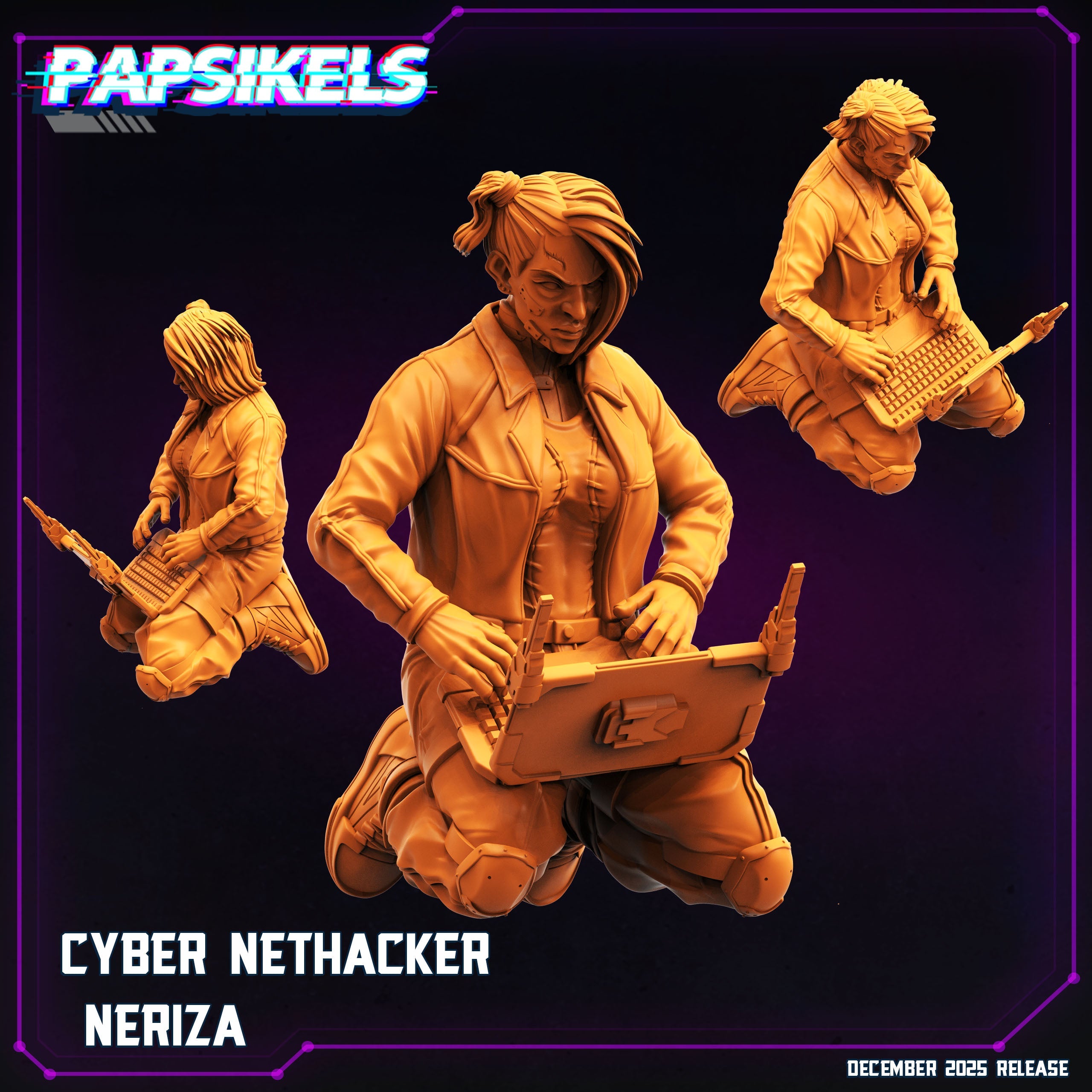 Cyberpunk Netrunner Hacker Neriza Miniature 32mm 28mm Sci-Fi RPG Resin Figure