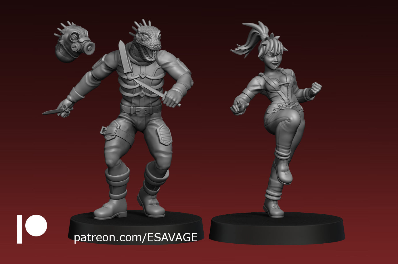 Caiman & Nikaido | Fantasy Miniature | Ethan Savage Studios