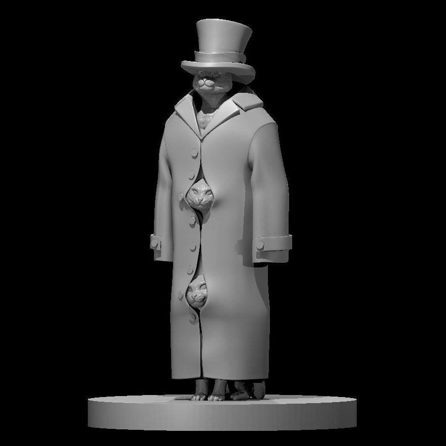 Three Cats in a Trench Coat 28mm Scale Miniature
