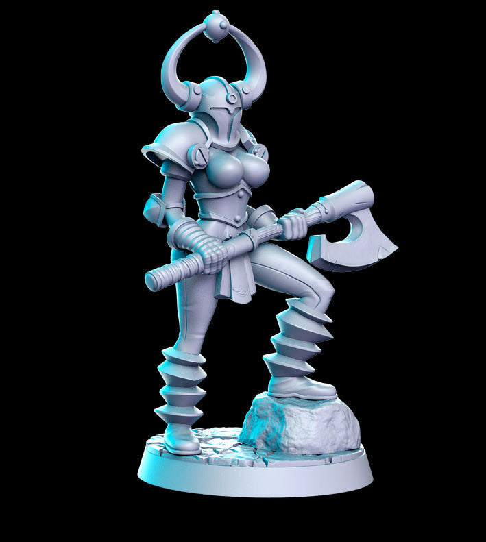 Barbarian Chaos Warrior B w/ Helmet | Heroine's Quest | Fantasy Miniature | RN Estudio