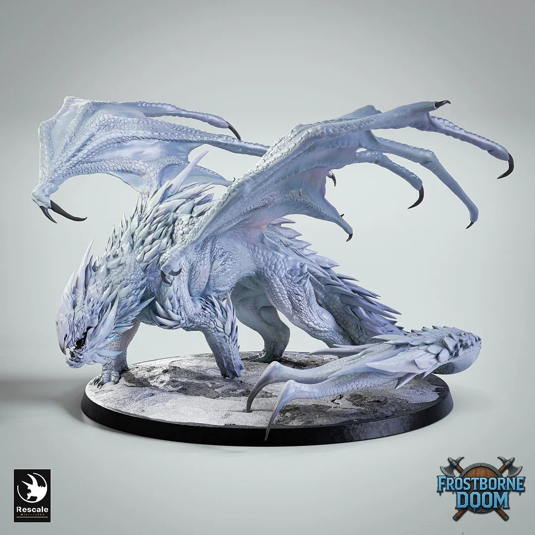 Chromatic Adult White Dragon | 2024 Redesign - 12K Resin Monster for D&D