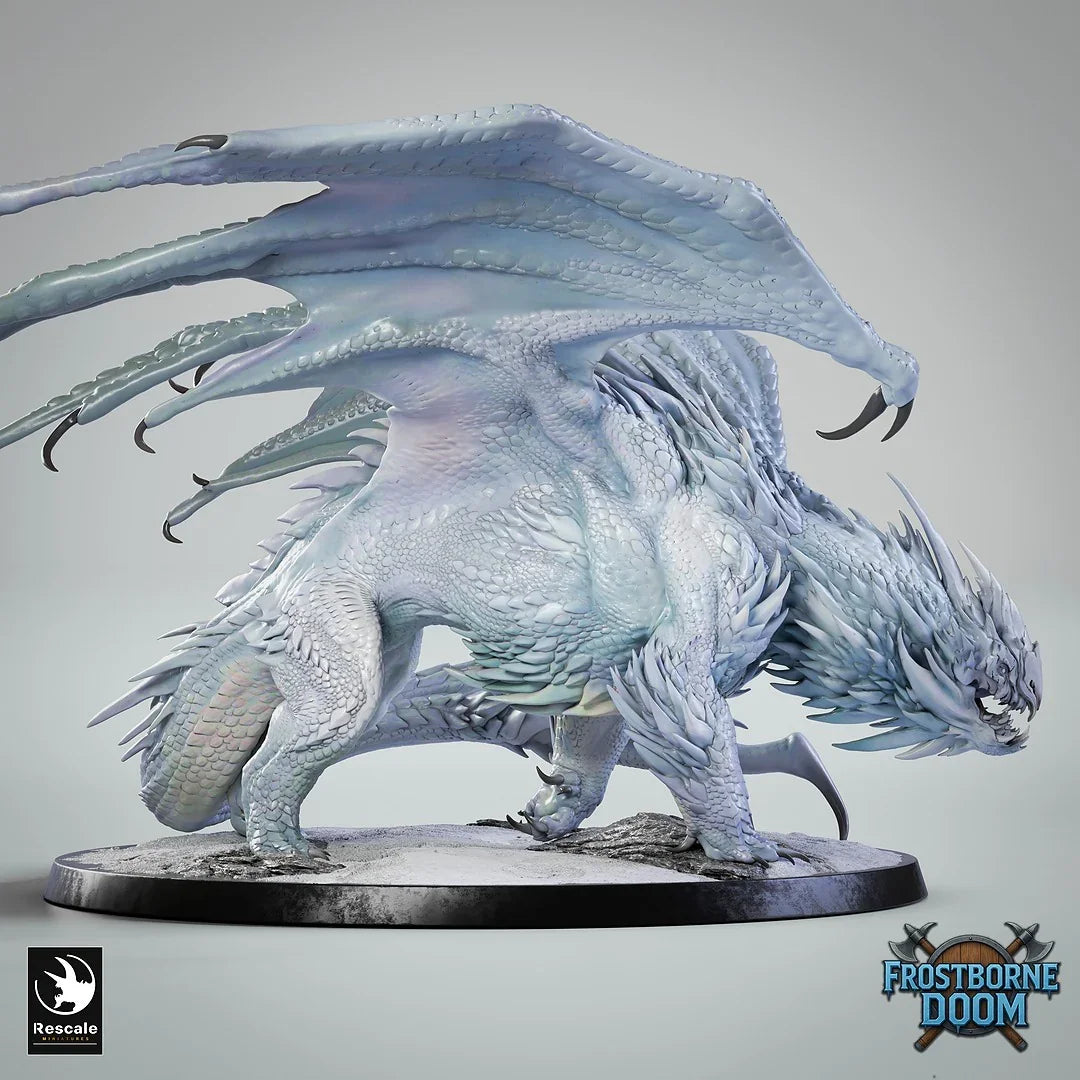 Chromatic Adult White Dragon | 2024 Redesign - 12K Resin Monster for D&D