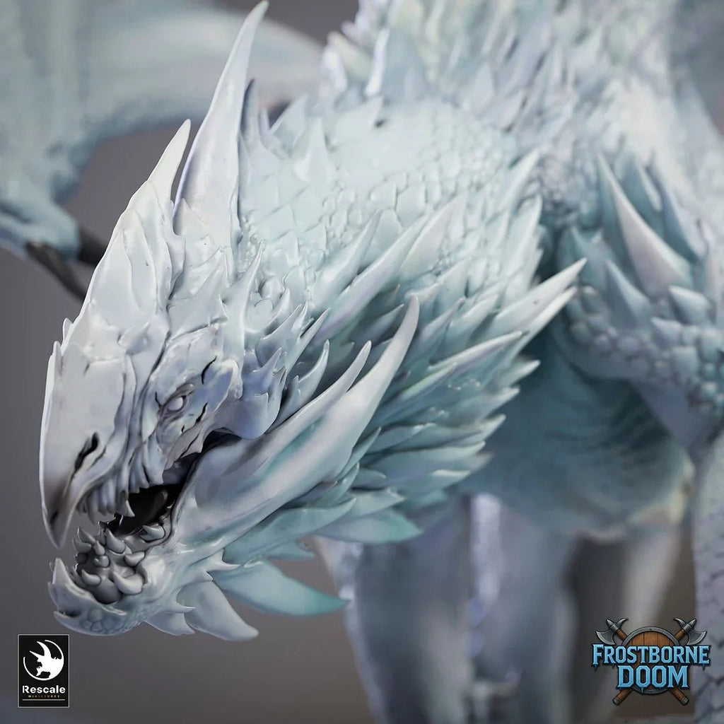 Chromatic Adult White Dragon | 2024 Redesign - 12K Resin Monster for D&D
