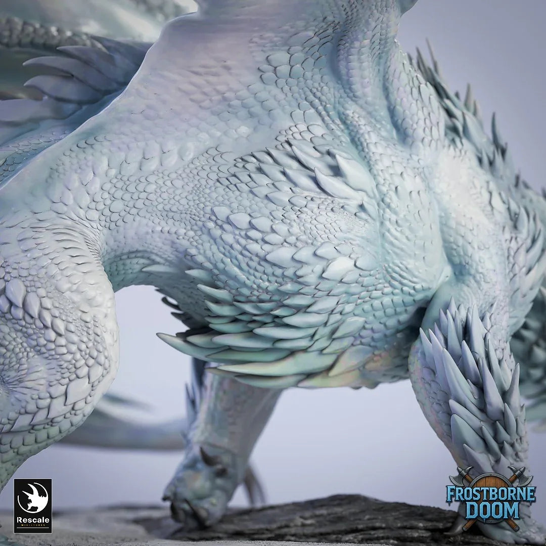 Chromatic Adult White Dragon | 2024 Redesign - 12K Resin Monster for D&D