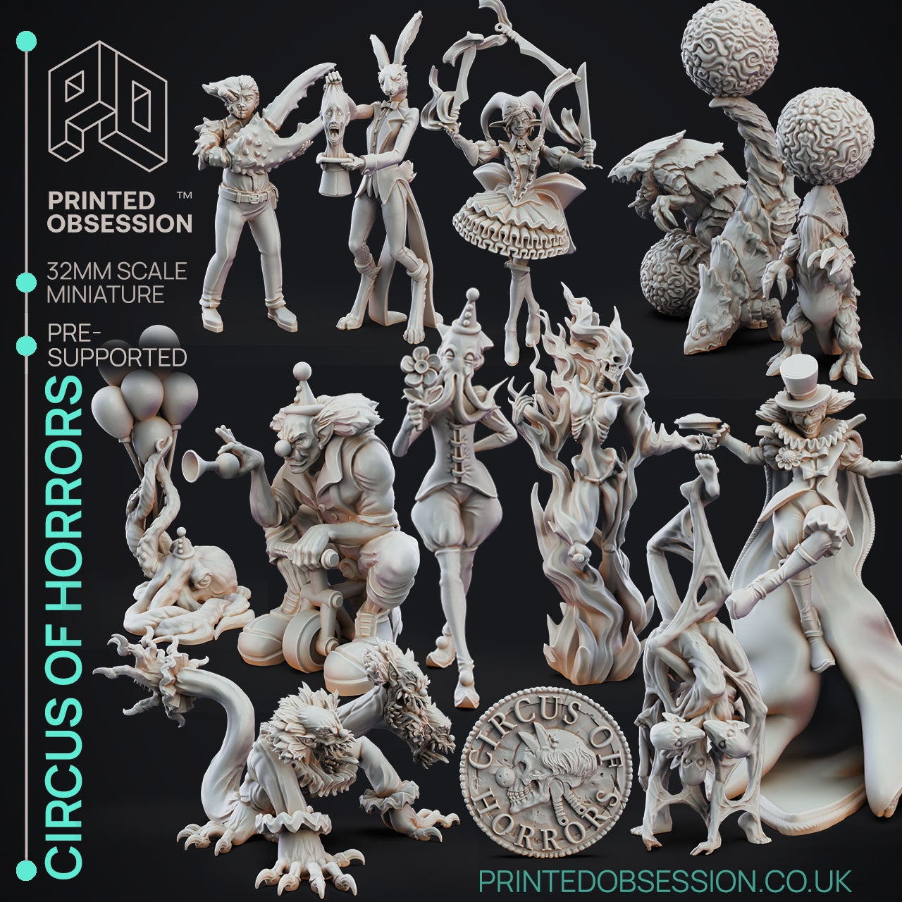 Circus of Horrors Miniatures (Full Set) | Fantasy Miniature | Printed Obsession
