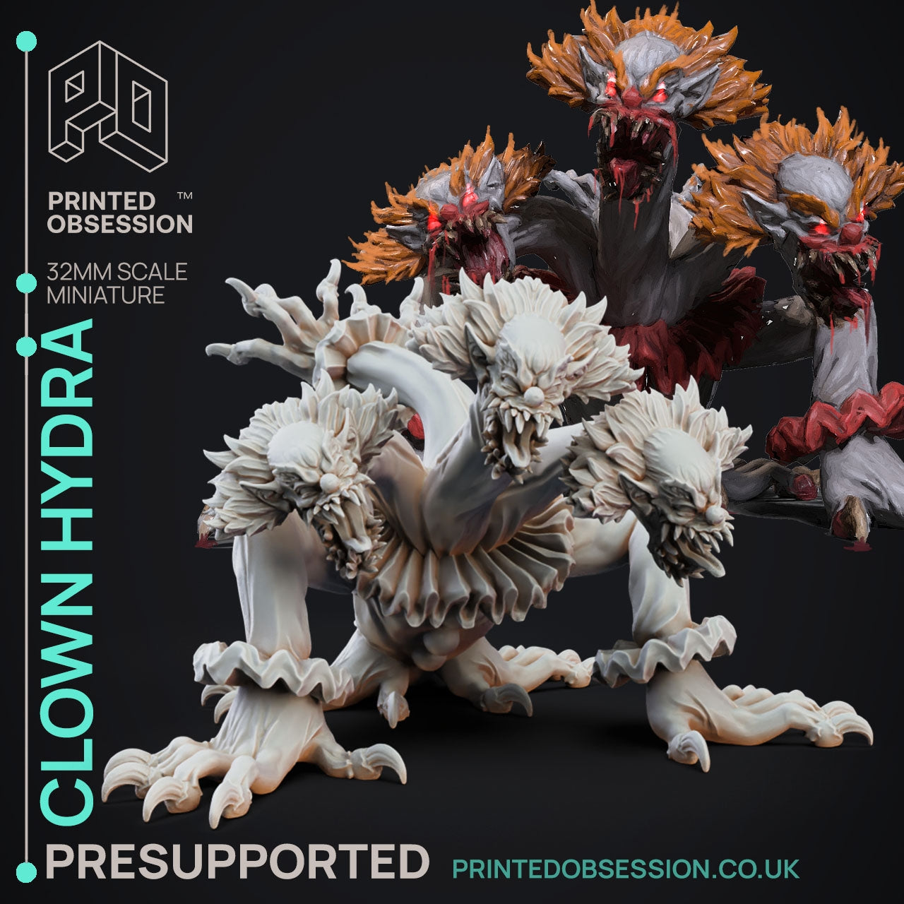 Clown Hydra | Circus of Horrors | Fantasy Miniature | Printed Obsession