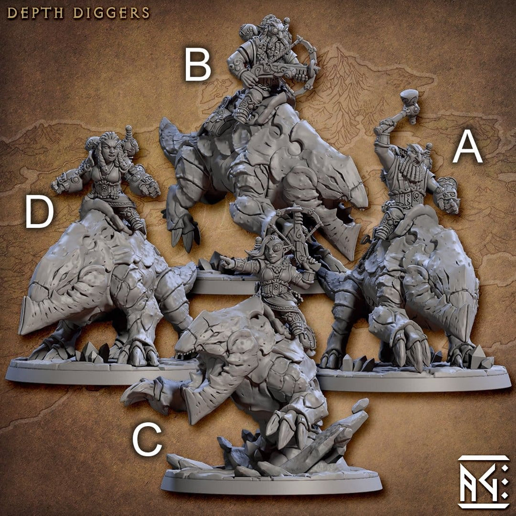 Depth Digger Rider Miniatures | Gnomes of Golemmar | Fantasy | Artisan Guild