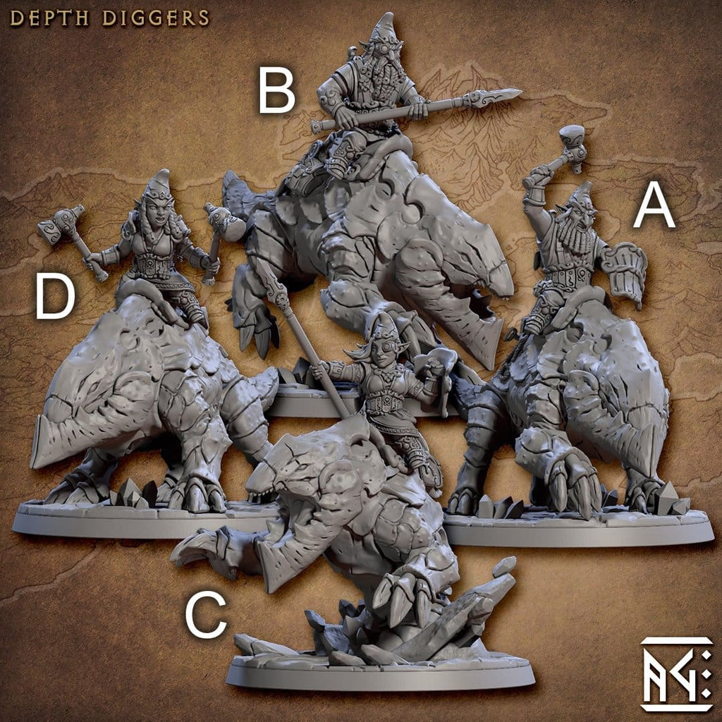 Depth Digger Rider Miniatures | Gnomes of Golemmar | Fantasy | Artisan Guild