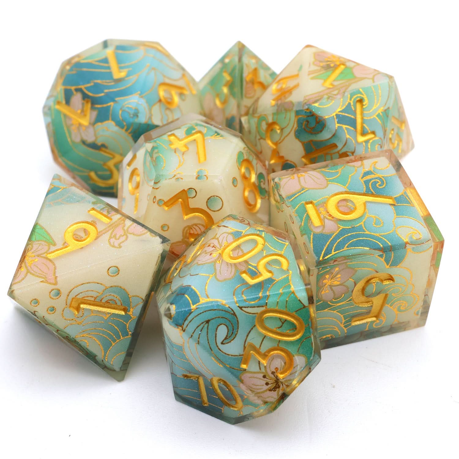 Emerald Tide | Art Core Dice | 7 Piece Set