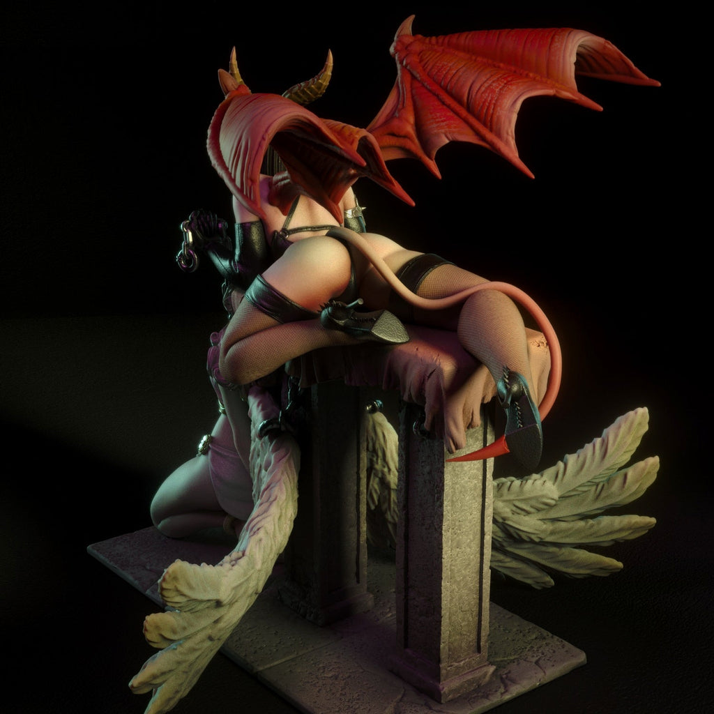 Demon Dom & Angel | Pin-Up Statue Fan Art Miniature Unpainted | Torrida Minis