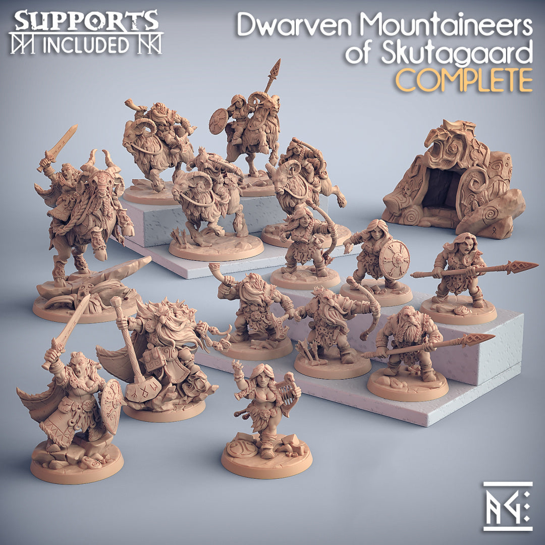 Dwarven Mountaineers of Skutagaard Miniatures (Full Set) | Fantasy D&D Miniature | Artisan Guild