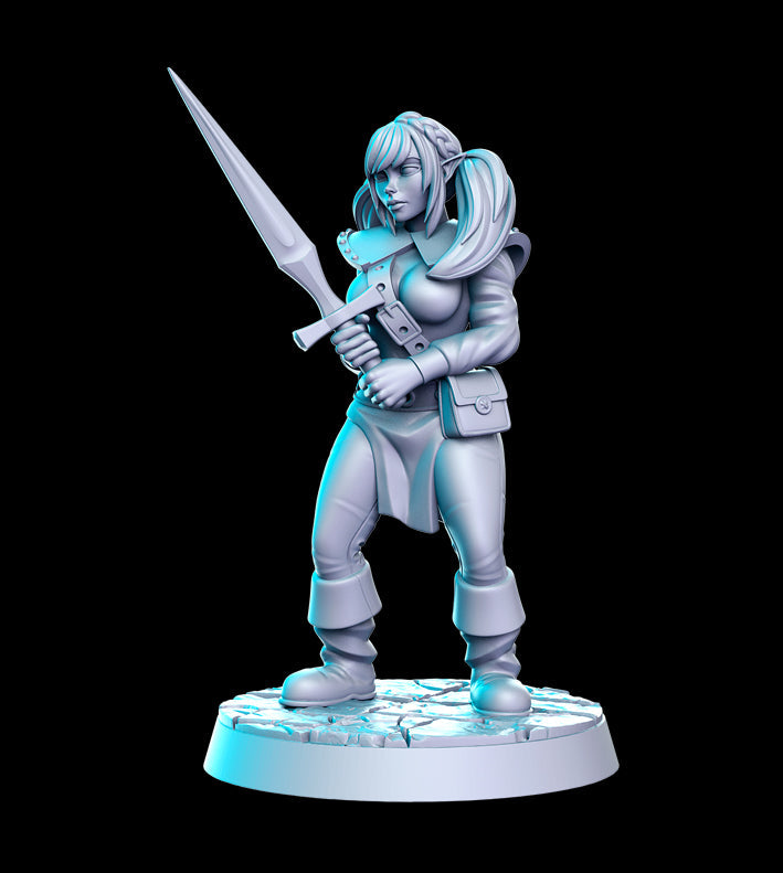 Elf Warrior | Heroine's Quest | Fantasy Miniature | RN Estudio