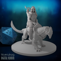 Elf Female Drake Warden Ranger with Drake Mount & Scale Armor 28mm Scale Miniature